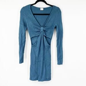 Abercrombie & Fitch Long Sleeved Knot Front Knit Mini Dress